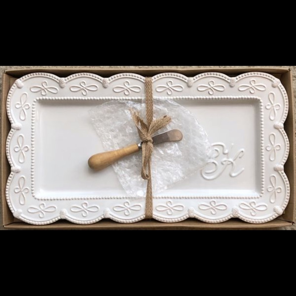 Mud Pie “K” monogrammed serving platter